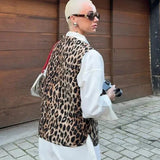 Damen Weste im Leopardenmuster mit Bindeband
