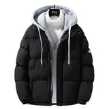 Herren wattierte Steppjacke mit Kapuze und Zwei-Wege-Reißverschluss
