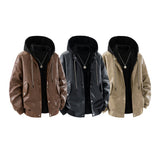 Herren Oversize-Bomberjacke mit Kapuze, Druckknopfblende und Taschen