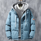 Herren wattierte Steppjacke mit Kapuze und Zwei-Wege-Reißverschluss