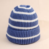 Damen Beanie-Mütze gestreift mit weichem Innenfutter
