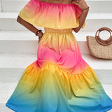 Damen Off-Shoulder Midi Kleid mit Rüsche