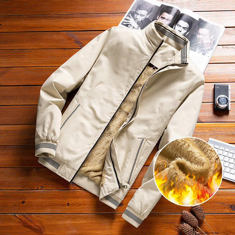 Herren Bomberjacke mit Teddyfutter und Reißverschlusstaschen