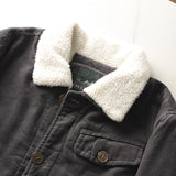 Herren gefütterte Cordjacke mit Teddykragen und Knopfleiste