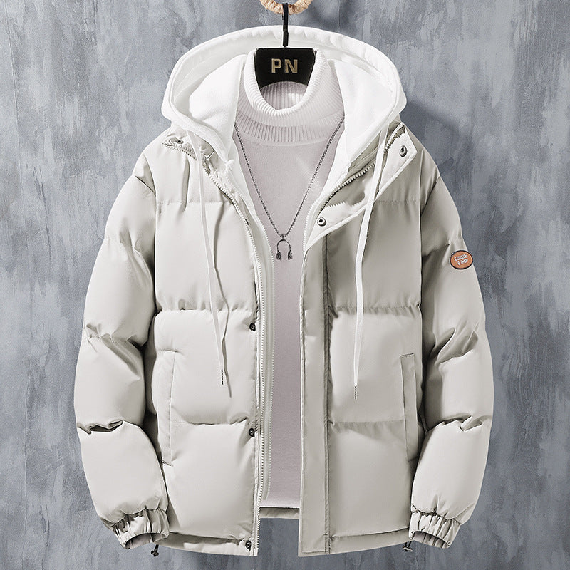 Herren wattierte Steppjacke mit Kapuze und Zwei-Wege-Reißverschluss