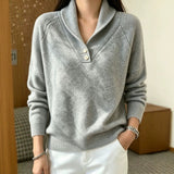 Martha | Damen Langarmpullover mit Knöpfen