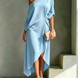 Camila | Damen-Ein-Schulter-Maxikleid mit Seitenschlitz