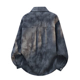 Herren Oversize-Hemdjacke in Acid-Wash-Optik mit Druckknopfverschluss