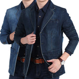 Herren Jeansblazer im schmalen Schnitt mit Used-Effekt und Taschen