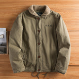 Herren Canvasjacke mit Teddykragen, Isolierfütterung und Kordelzug