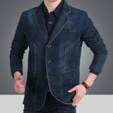 Herren Jeansblazer im schmalen Schnitt mit Used-Effekt und Taschen
