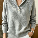 Martha | Damen Langarmpullover mit Knöpfen