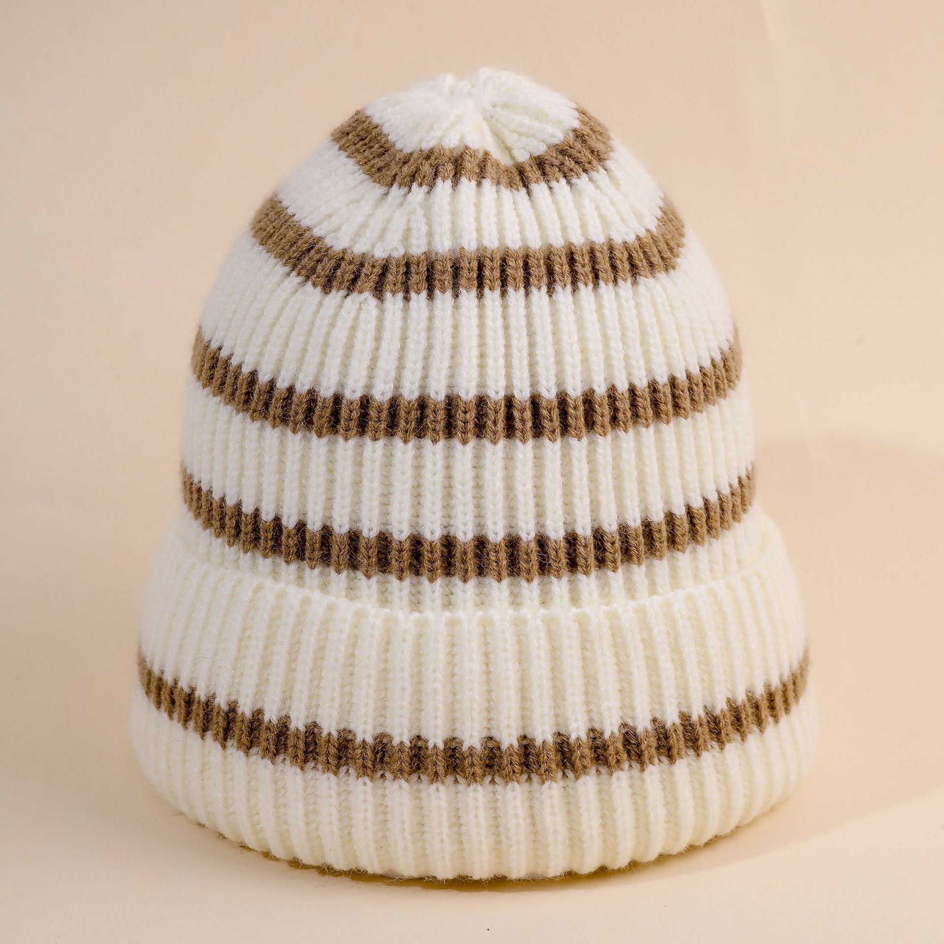 Damen Beanie-Mütze gestreift mit weichem Innenfutter