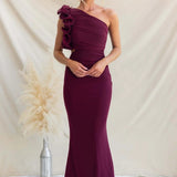 Damen Maxikleid mit einem Schulterträger und Rüsche