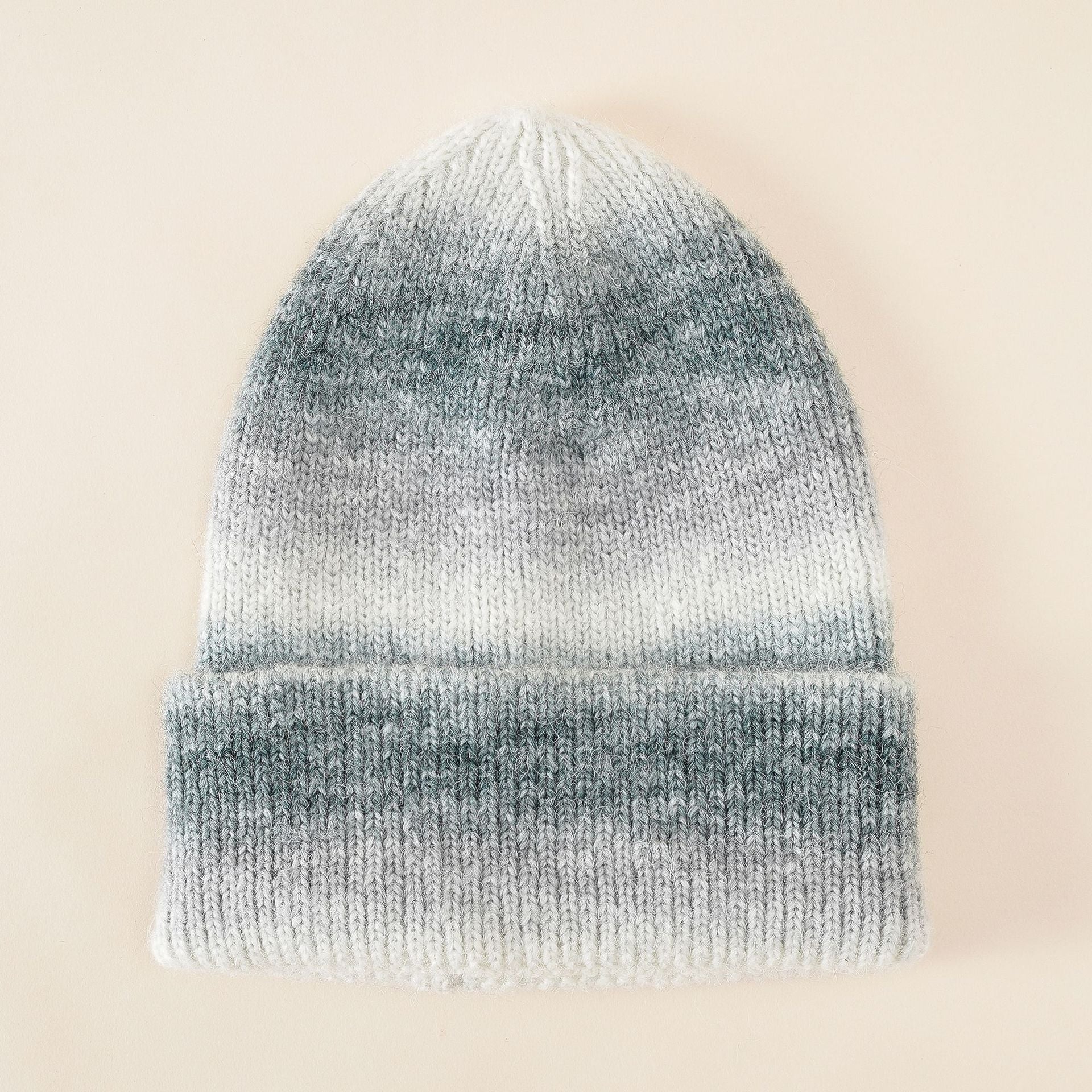 Damen Strickmütze mit Farbverlauf und umschlagbarem Rand