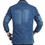 Herren Jeansblazer im schmalen Schnitt mit Used-Effekt und Taschen