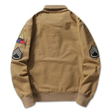 Herren Bomberjacke im Militärstil mit Patches und verdecktem Reißverschluss