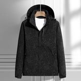 Damen leichte packbare Regen- und Windjacke mit Kapuze, Blattmuster