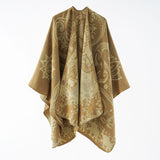 Damen Poncho mit Blumenmuster und Fransen
