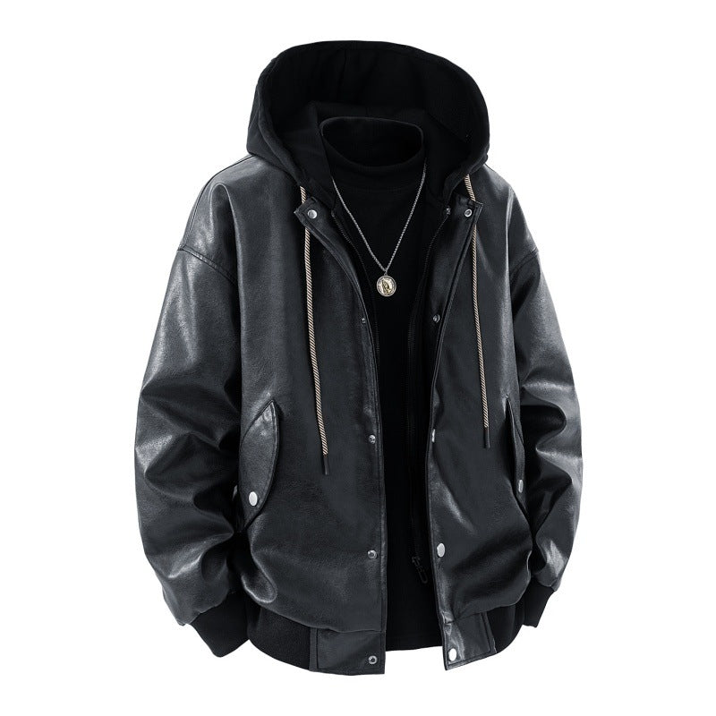 Herren Oversize-Bomberjacke mit Kapuze, Druckknopfblende und Taschen