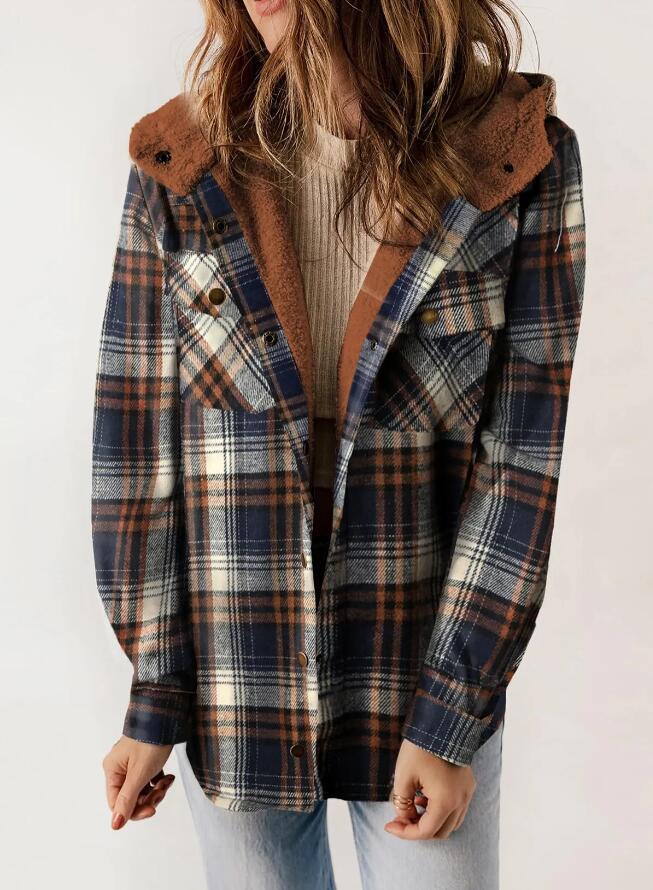 AMELIA™ - Damen Kapuzen-Plaid Flanelljacke für Herbst und Winter