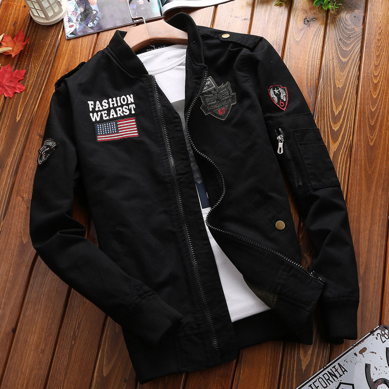 Herren Patchwork-Bomberjacke mit Ärmeltasche und geripptem Bündchen