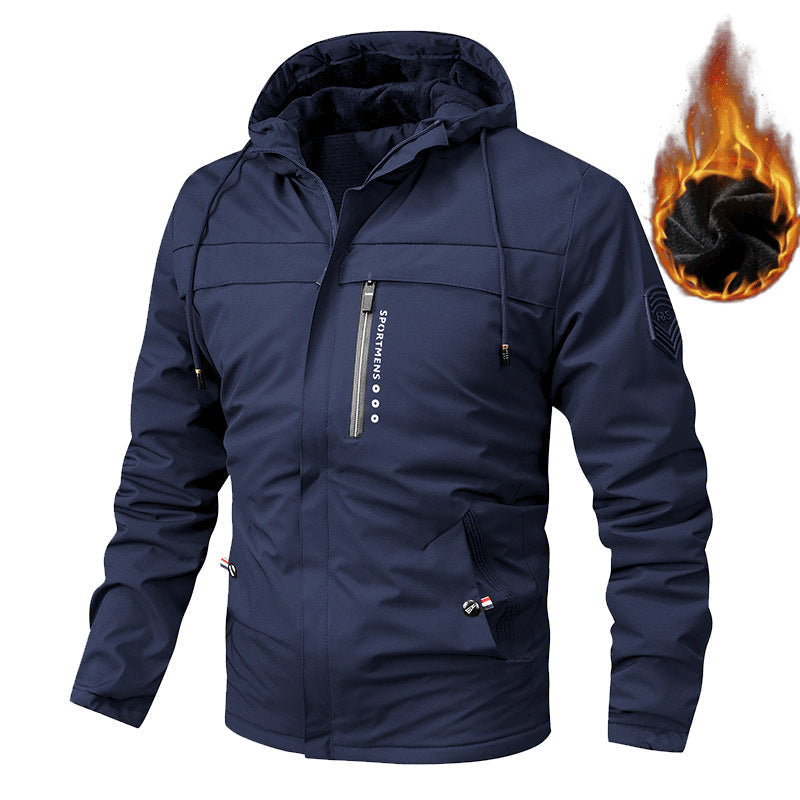 Herren gefütterte Softshelljacke mit Kapuze und Brusttasche
