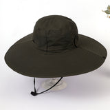 Damen Sonnenhut mit breiter Krempe und verstellbarem Kinnband