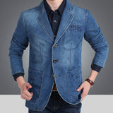 Herren Jeansblazer im schmalen Schnitt mit Used-Effekt und Taschen