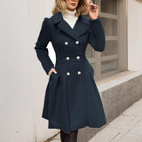 Damen Langarm-Mantel Longline mit Taschen