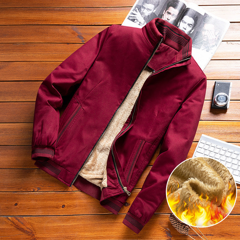 Herren Bomberjacke mit Teddyfutter und Reißverschlusstaschen