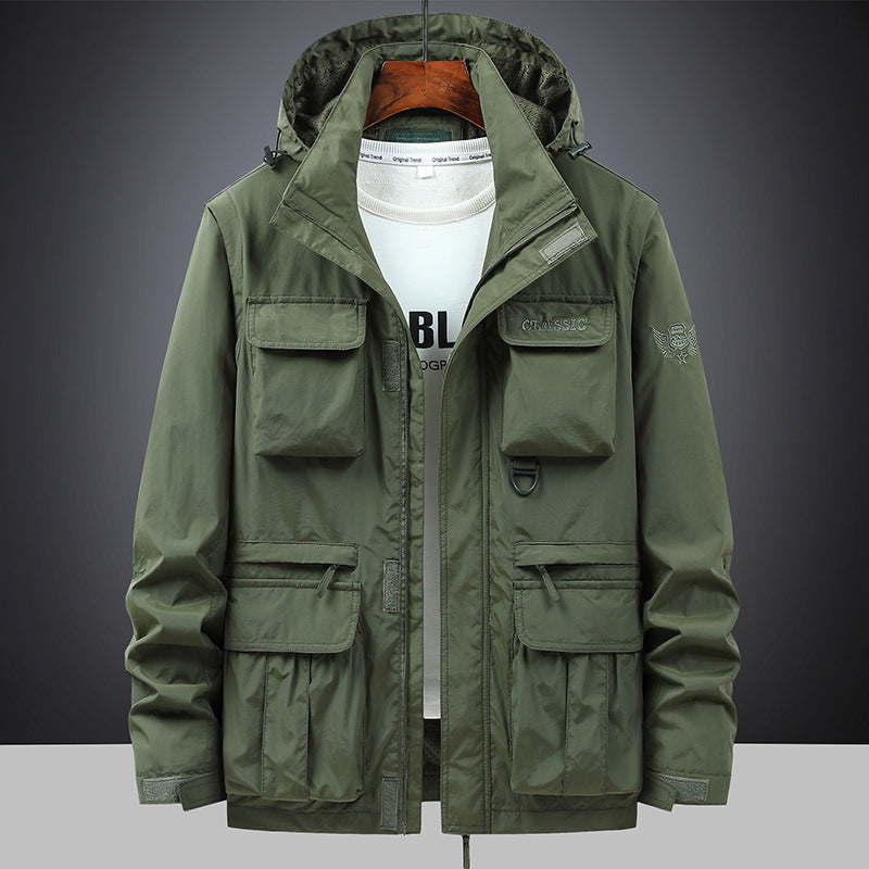 Herren Fieldjacke mit Kapuze und Multifunktionstaschen