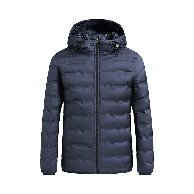 Herren ultraleichte Steppjacke mit Kapuze und Windschutzleiste