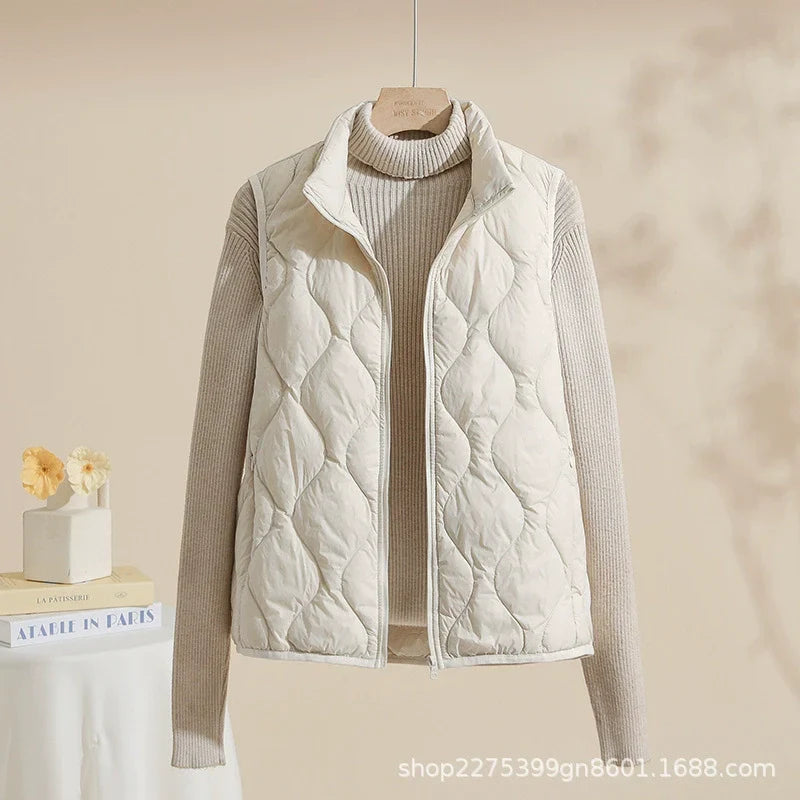 Damen Steppweste mit hohem Kragen und Taschen