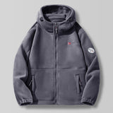 Herren Kapuzen-Fleecejacke mit hohem Haubenkragen und Reißverschluss