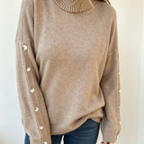 Mara | Damen Oversized Langarm-Turtleneck-Pullover mit Knöpfen