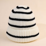 Damen Beanie-Mütze gestreift mit weichem Innenfutter
