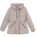 Damen wattierter Kapuzenparka mit taillierbarem Kordelzug und Rippbündchen