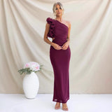 Damen Maxikleid mit einem Schulterträger und Rüsche