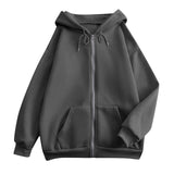 Damen weite Kapuzenjacke mit Reißverschluss, Kängurutaschen und Rippbündchen