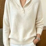 Martha | Damen Langarmpullover mit Knöpfen