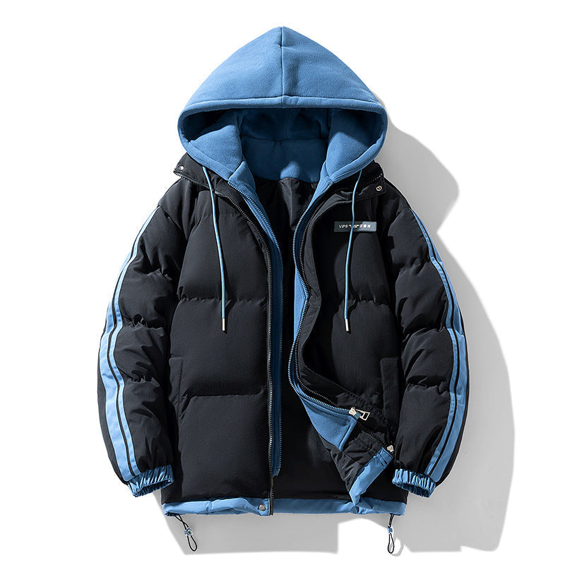 Herren wattierter Parka mit innenliegendem Hoodie und Zwei-Wege-Reißverschluss