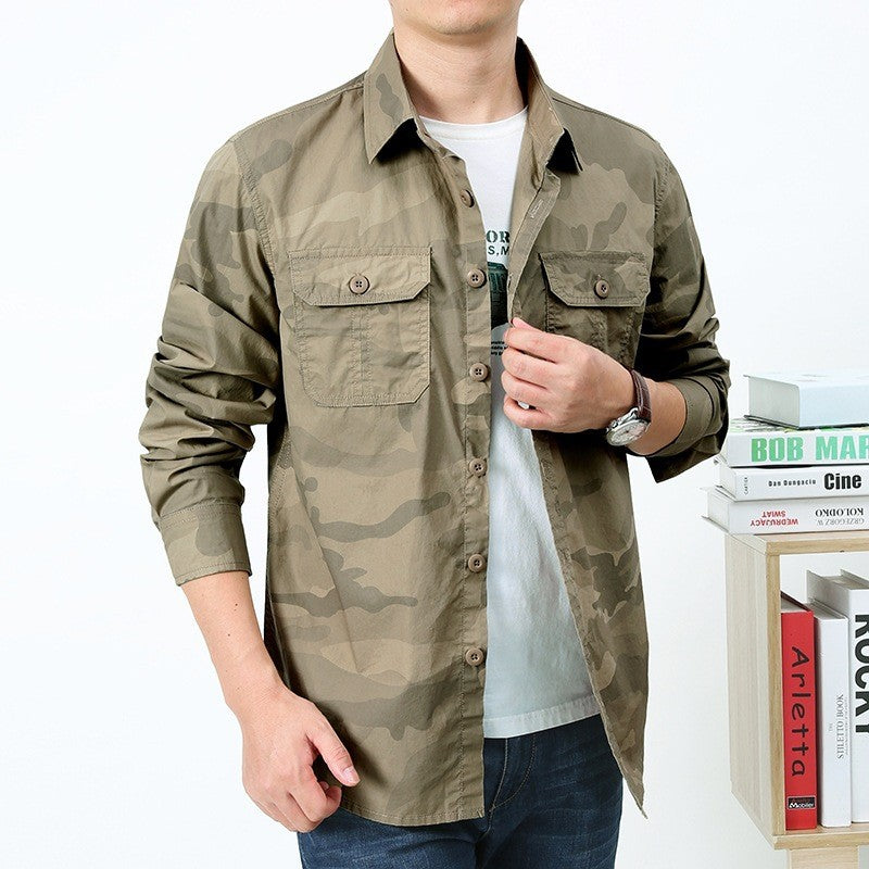 Herren Utility-Hemdjacke mit Klappbrusttaschen und geradem Schnitt