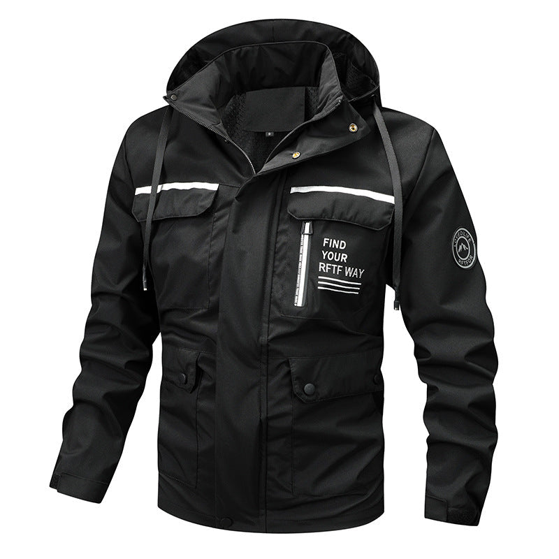 Herren wasserfeste Kapuzen-Regenjacke mit winddichter Membran