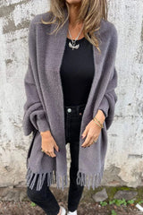 Fransen-Schal mit Strickmuster