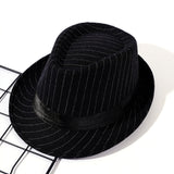 Damen Fedora-Hut mit gestreiftem Muster und Samtband