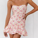 Damen Ärmelloses Mini-Kleid mit Rüschensaum