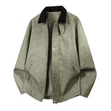 Herren Oversize-Harringtonjacke mit Cordkragen und Zwei-Wege-Reißverschluss