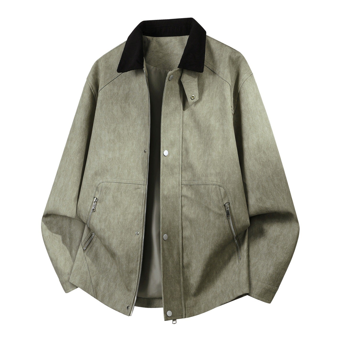 Herren Oversize-Harringtonjacke mit Cordkragen und Zwei-Wege-Reißverschluss