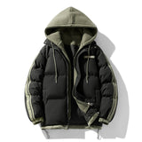 Herren wattierter Parka mit innenliegendem Hoodie und Zwei-Wege-Reißverschluss